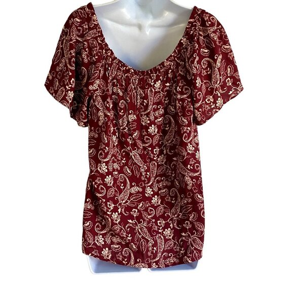 BUNULU Floral Paisley Flutter Short Sleeve Top Women's Medium NEW NWT - Picture 6 of 9